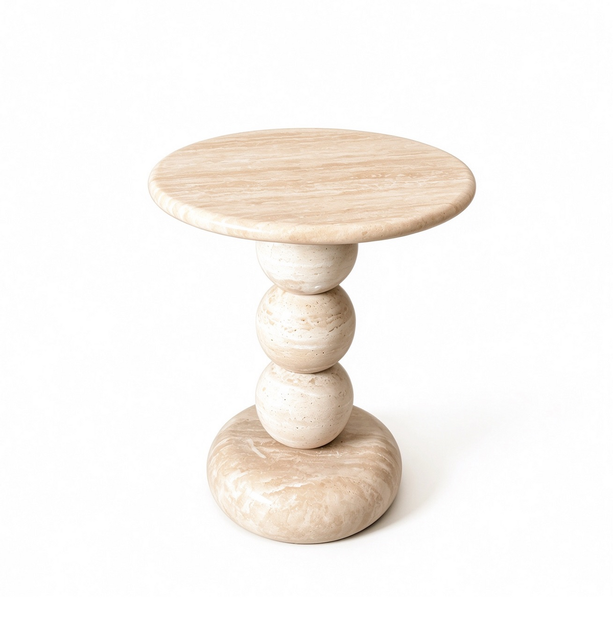 ChapterLiving Mara Round Side Table Natural Travertine