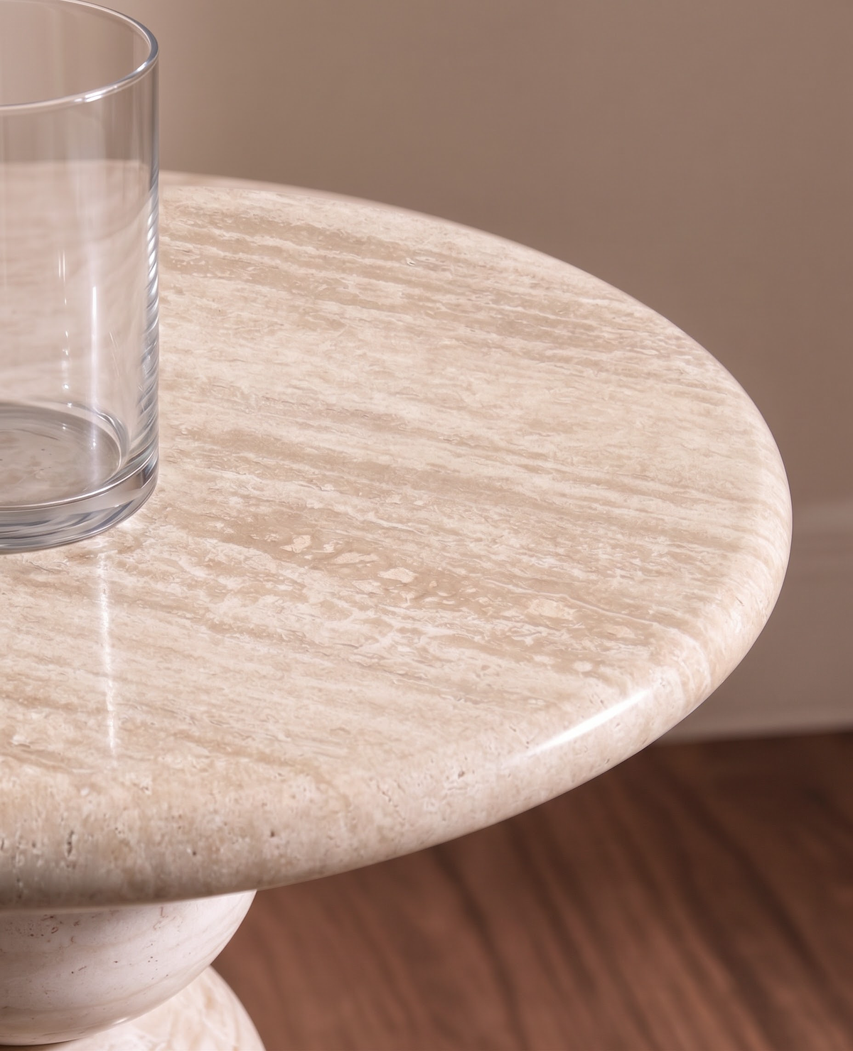 ChapterLiving Mara Round Side Table Natural Travertine