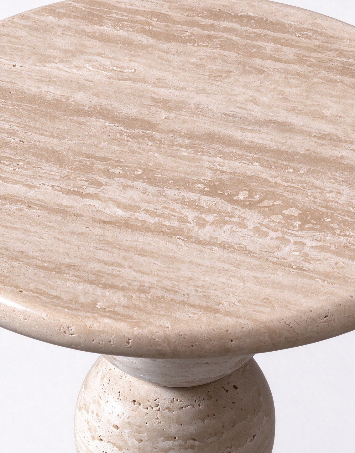 ChapterLiving Mara Round Side Table Natural Travertine