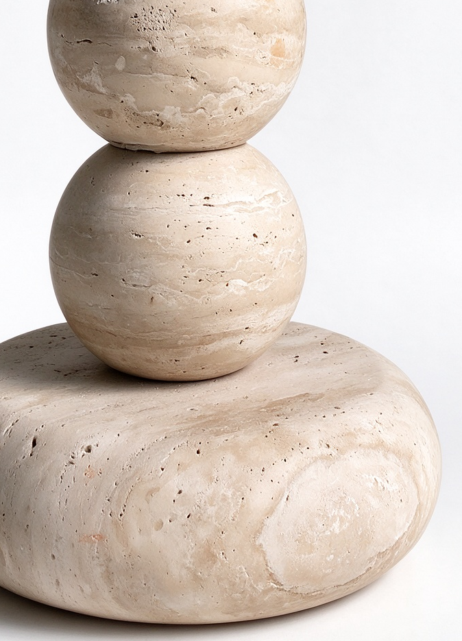 ChapterLiving Mara Round Side Table Natural Travertine