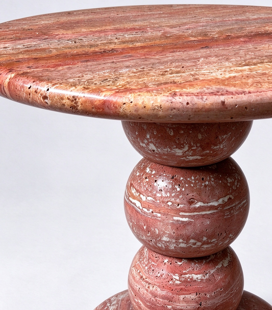ChapterLiving Mara Round Side Table Red Travertine